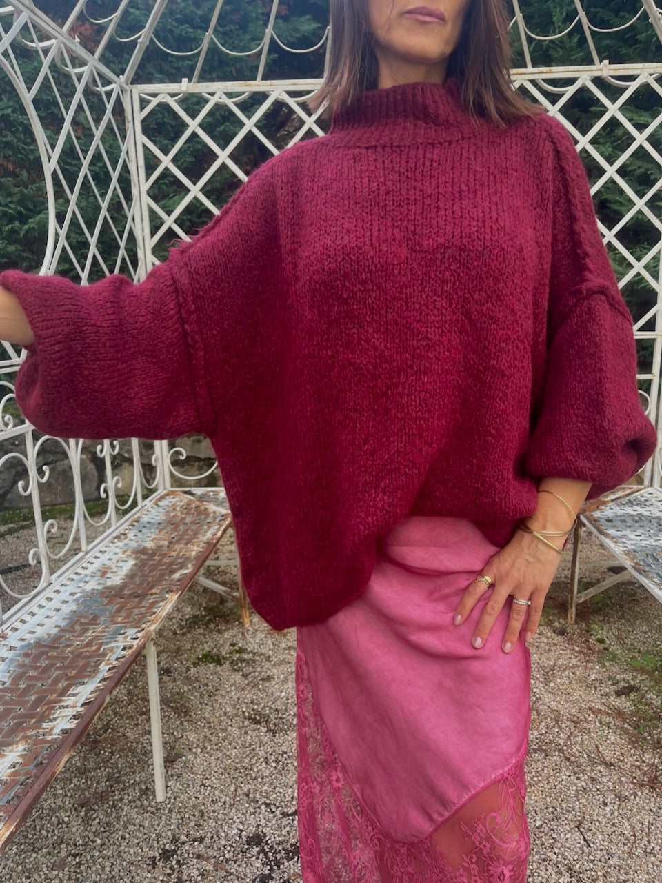 Pull oversize bordeaux