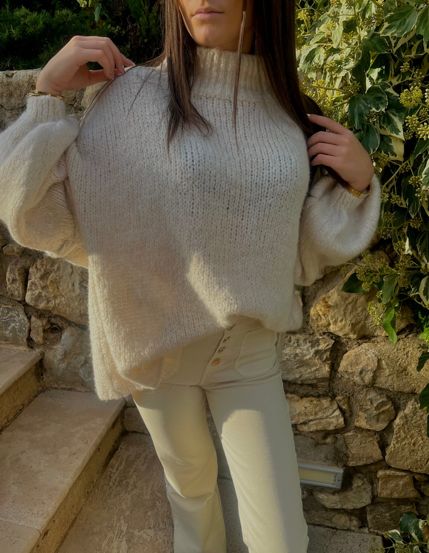 Pull oversize blanc d'hiver