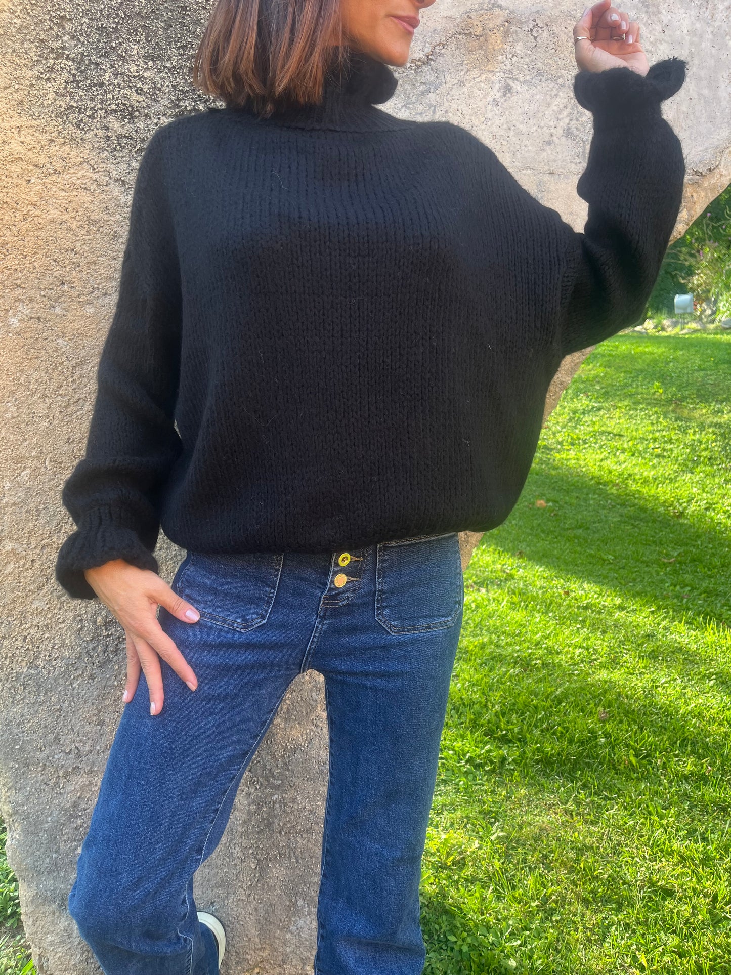 Pull maille doux Noir