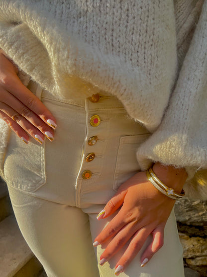 Jeans bijoux beige